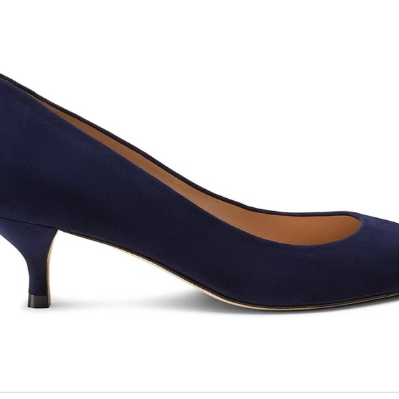 Stuart Weitzman Power 50 Kitten Heel Blue Suede Pump - Picture 1 of 7